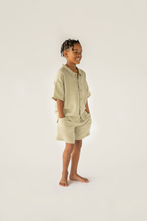 Sage Muslin Button Up