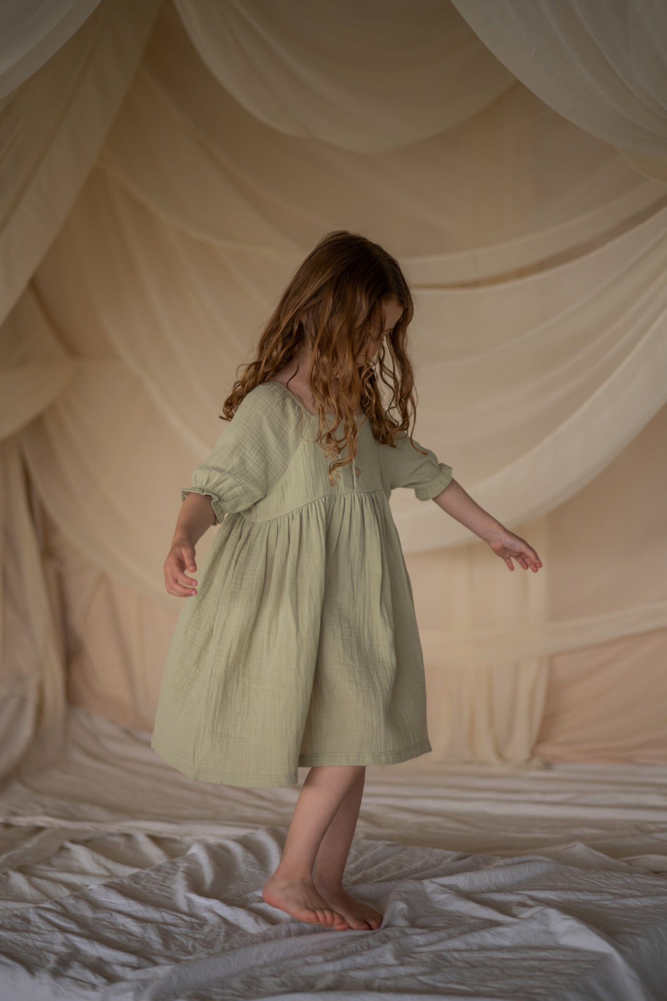 Sage Muslin Dress 10/11Y
