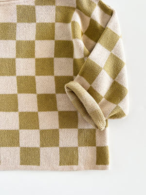 Olive Checkered Knit
