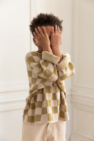 Olive Checkered Knit