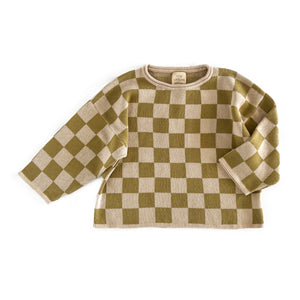Olive Checkered Knit